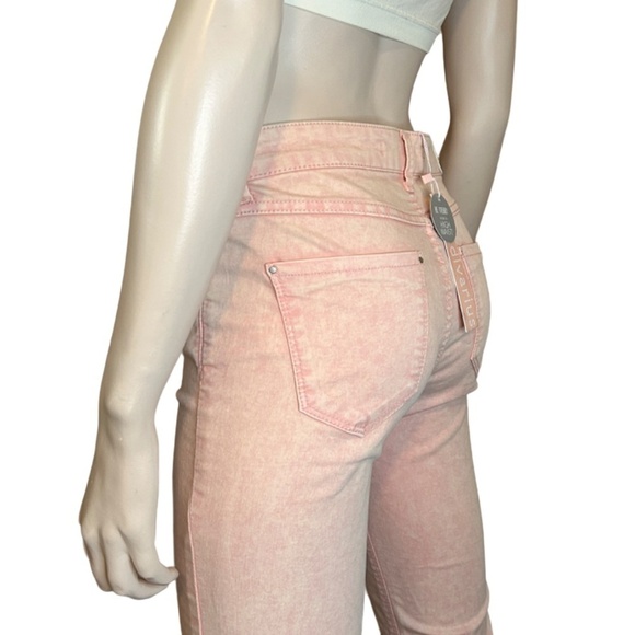 Stradivarius Jeans 5 Pocket Factory Faded Slim Skinny Salmon Pink High Waist - Picture 4 of 16